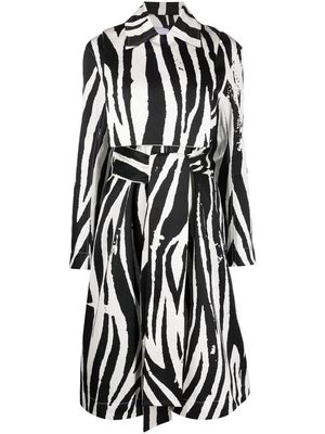 AZ FACTORY zebra-print zip-up trench coat - Black