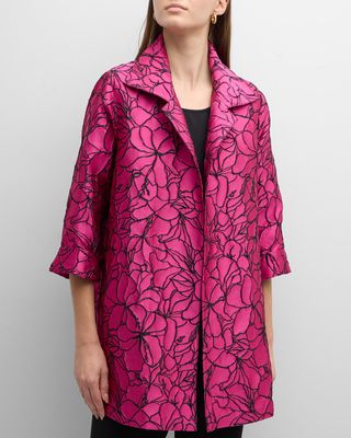 Azalea Floral Jacquard 3/4-Sleeve Jacket