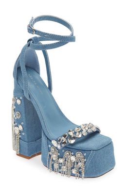 AZALEA WANG Aberna Ankle Strap Platform Sandal in Blue
