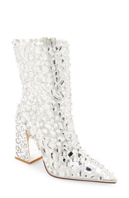 AZALEA WANG Agave Embellished Pointed Toe Bootie in Silver