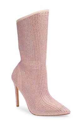AZALEA WANG Behida Embellished Pointed Toe Stiletto Boot in Pink