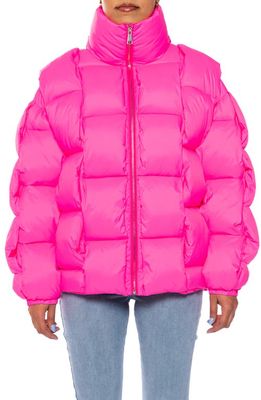 AZALEA WANG Braided Puffer Jacket in Pink