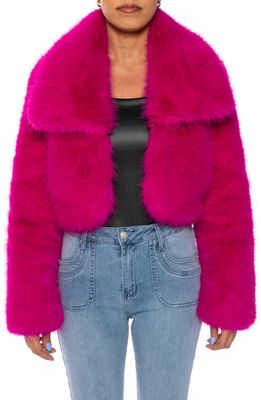 AZALEA WANG Crop Faux Fur Jacket in Pink