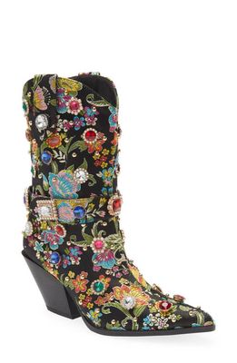 AZALEA WANG Diligent Embroidered Western Boot in Black