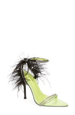 AZALEA WANG Ella Faux Feather Sandal in Lime