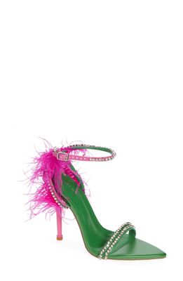 AZALEA WANG Ella Ostrich Feather Sandal in Green