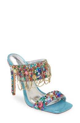 AZALEA WANG Envie Square Toe Crystal Sandal in Blue Multi