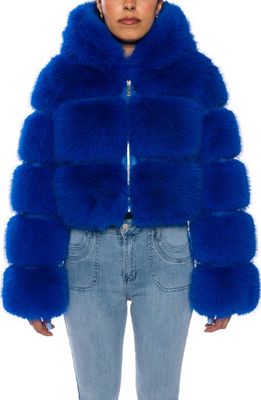 AZALEA WANG Faux Fur Puffer Jacket in Blue