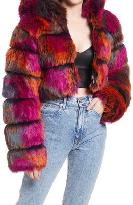 AZALEA WANG Faux Fur Puffer Jacket in Multi