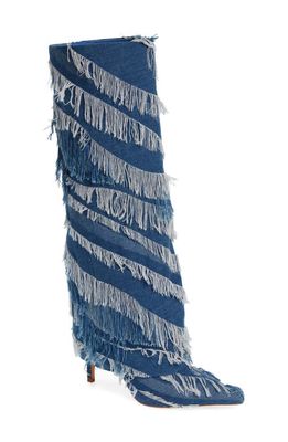 AZALEA WANG Fisher Denim Boot in Blue