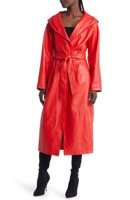 AZALEA WANG Hooded Trench Coat in Red