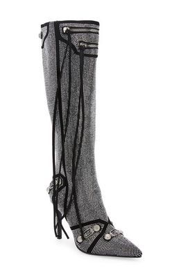 AZALEA WANG Maeve Crystal Knee High Boot in Silver