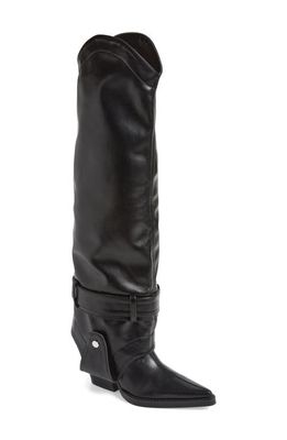 AZALEA WANG Matty Foldover Shaft Western Boot in Black