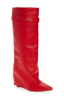 AZALEA WANG Melina Pointy Toe Boot in Red