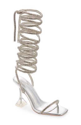 AZALEA WANG Mia Crystal Embellished Wrap Sandal in Silver