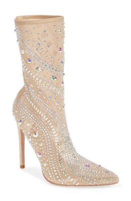 AZALEA WANG Opry Pointed Toe Embellished Bootie in Nude