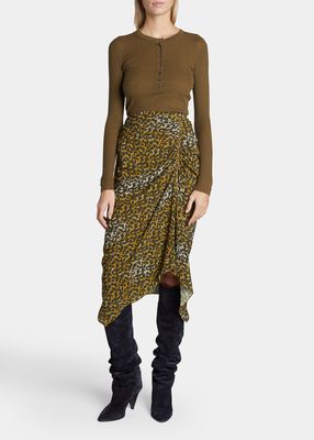 Azaria Draped Asymmetric Midi Skirt