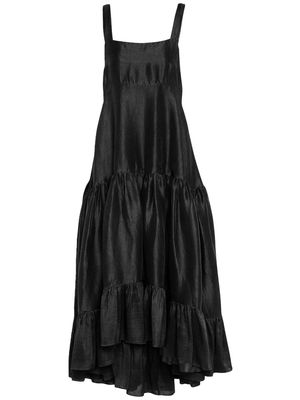 AZEEZA Griffon pleated silk maxi dress - Black