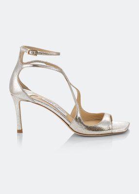 Azia Crisscross Metallic Ankle-Strap Sandals