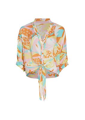 Azia Floral Tie-Front Shirt