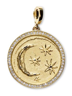 Azlee 18kt yellow gold large Cosmic diamond pendant charm