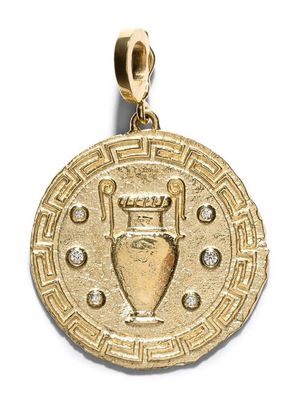 Azlee 18kt yellow gold large Revelry diamond coin pendant