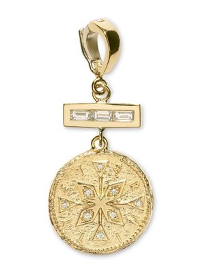 Azlee 18kt yellow gold small Compass diamond pendant charm