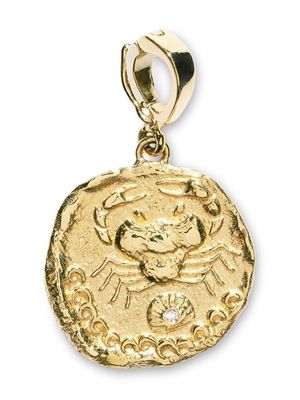 Azlee 18kt yellow gold small Karkinos Coin diamond pendant