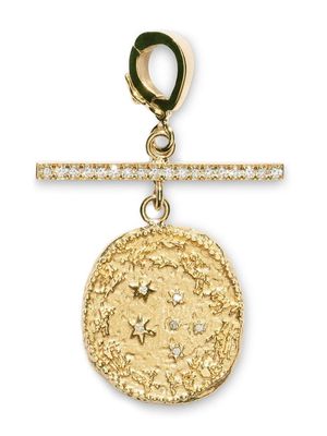 Azlee 18kt yellow gold small Wheel diamond pendant charm