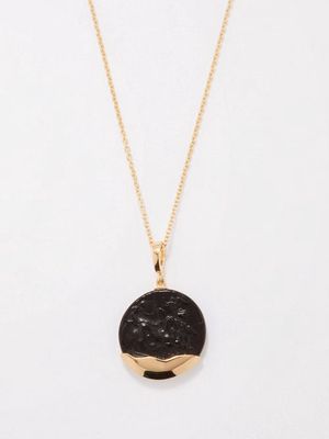 Azlee - Chariot Venetian Glass & 18kt Gold Necklace - Womens - Black Gold