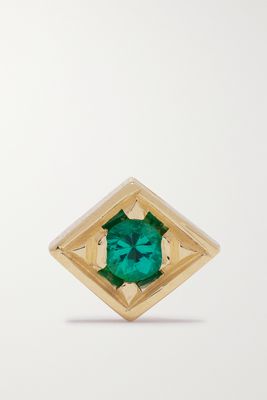 Azlee - Lone Burst 18-karat Gold Emerald Single Earring - one size