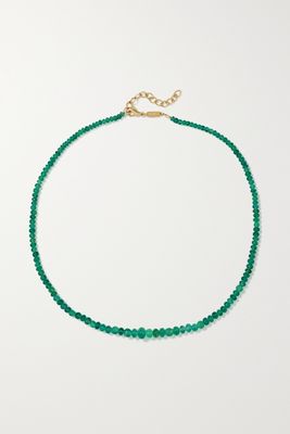 Azlee - Rich 18-karat Gold Emerald Necklace - one size