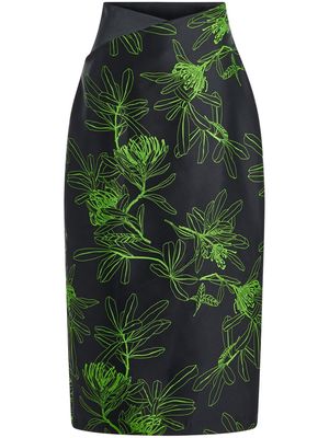 AZZALIA floral-print satin maxi skirt - Black