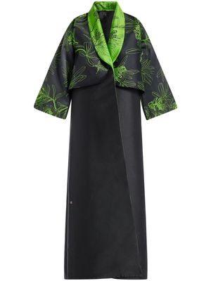 AZZALIA Mikado floral-print abaya - Black