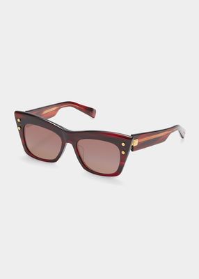 B-II Acetate & Titanium Cat-Eye Sunglasses