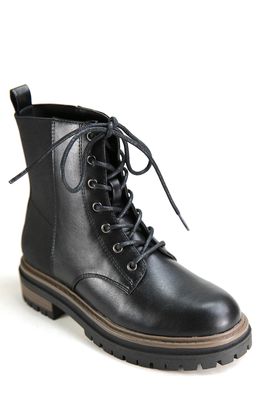 B*O*G COLLECTIVE B.O.G. Collective Cascade Faux Leather Combat Boot in Black