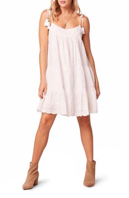 B*O*G COLLECTIVE Pearl Embroidered Eyelet Cotton Shift Sundress in White