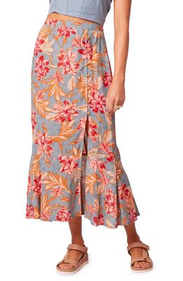 B. O.G. Collective Ren Floral Midi Skirt in Slate/Red