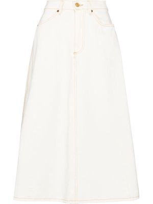 B SIDES A-line denim skirt - White