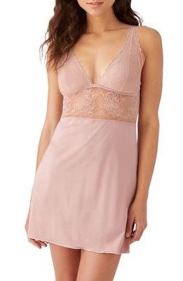 b.tempt'D by Wacoal No Strings Attached Lace & Satin Chemise in Blush Pink