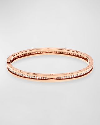 B.Zero1 18K Rose Gold Diamond Bangle Bracelet, Size M