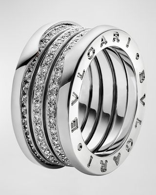 B.Zero1 18k White Gold 4-Band Ring with Diamonds, EU 62 / US 10