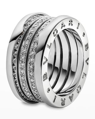 B.Zero1 18k White Gold 4-Band Ring with Diamonds, Size 62