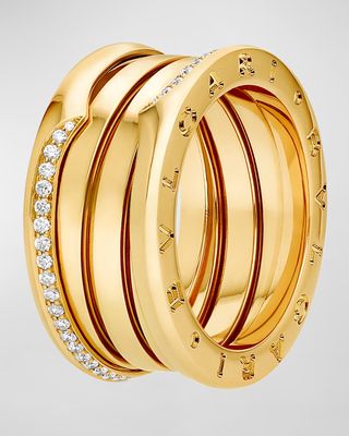 B.Zero1 Gold 3-Band Wave Ring with Diamonds, EU 50 / US 6.25