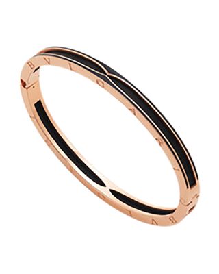 B.Zero1 Pink Gold Bracelet with Matte Black Ceramic Edge, Size L