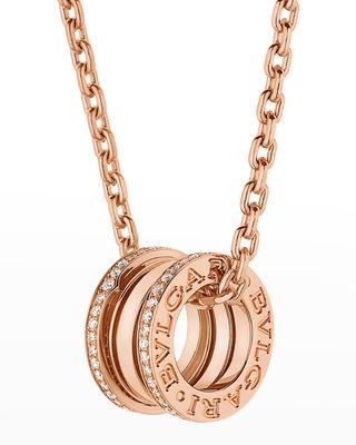 B.Zero1 Pink Gold Pave Pendant Necklace, 54cm - 60cm