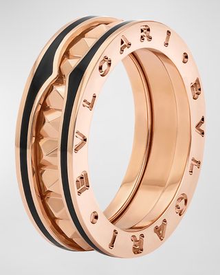 B.Zero1 Pink Gold Ring with Black Ceramic Edge, EU 51 / US 5.75