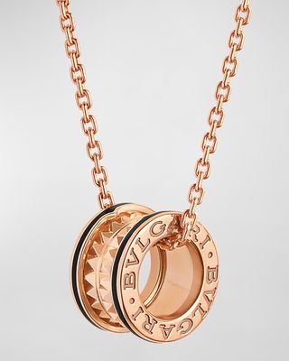B. Zero1 Rock Pendant Necklace in Pink Gold with Black & Cream Ceramic