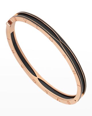 B.Zero1 Rose Gold Bracelet with Matte Black Ceramic Edge, Size XL