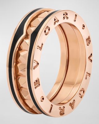 B.Zero1 Rose Gold Ring with Black Ceramic Edge, EU 53 / US 6.25